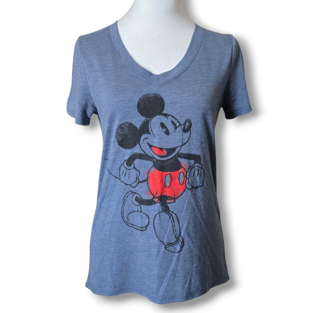 Disney V-Neck Short Sleeve Mickey Tee - Size Small